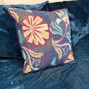 Anthropologie Dianthe Navy Throw Pillow